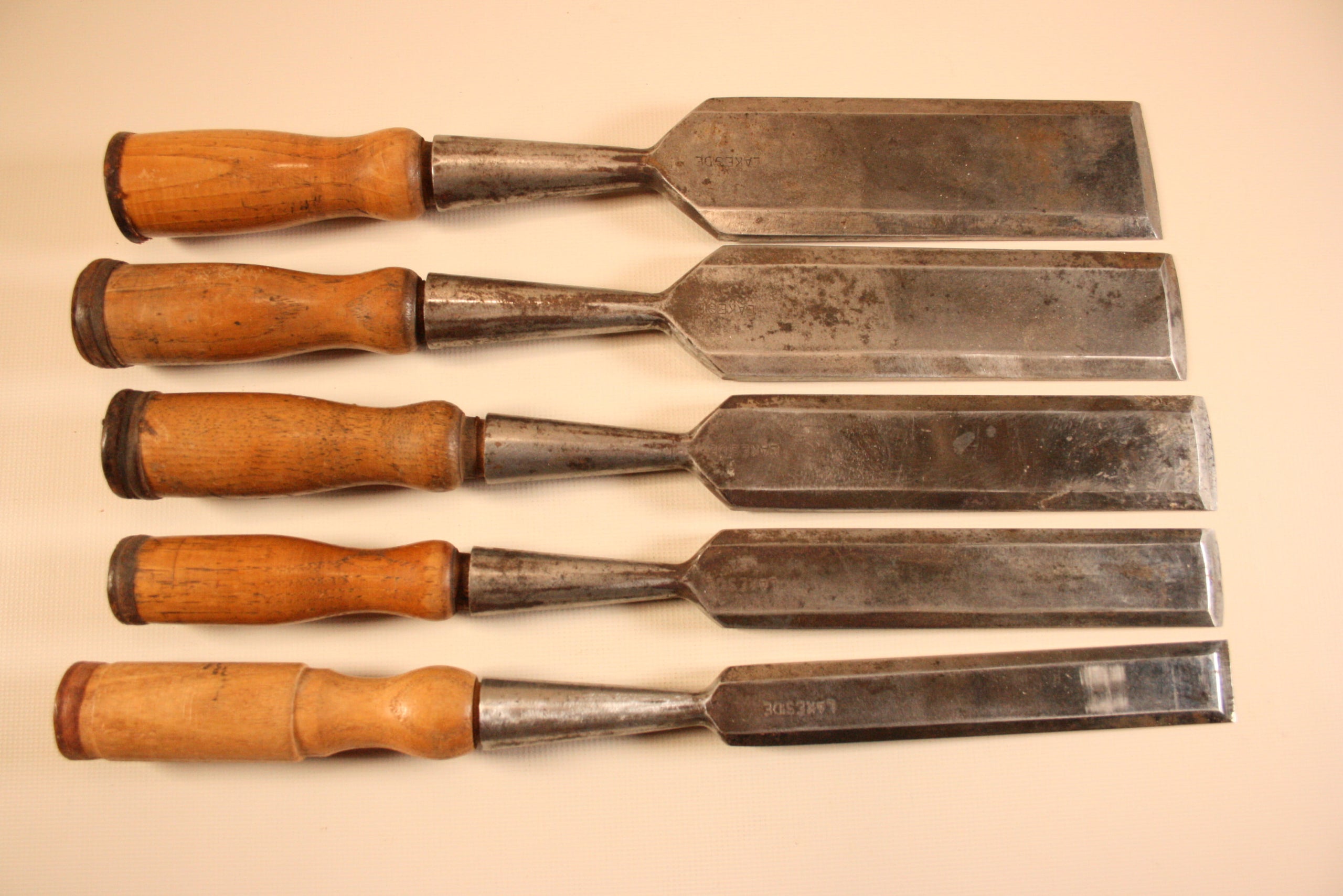 Set of 11 Lakeside Bevel Edge Chisels | Vintage Woodworking Tools